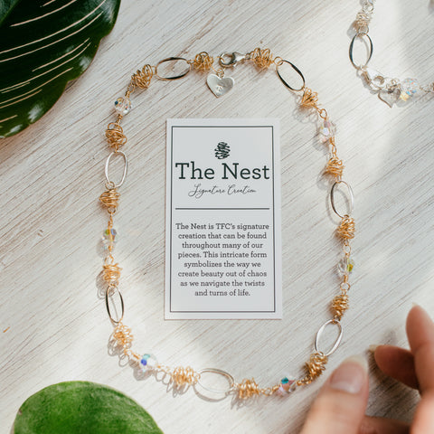 Sparkling Nest Necklace W/ Sterling Links (Swarovski Crystals or Pearls) ~ Available in 14k Gold Filled or all Sterling Silver
