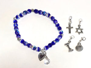 Blue Line Charmed Bracelets (Available in Blue, Black, and Mixed)