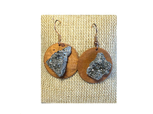 Druzy Stone Earrings  (Charcoal)