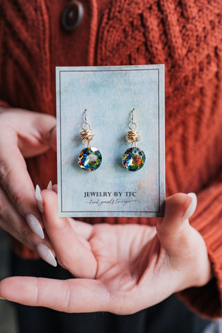 Prism Disc | Choices of 4 Different Swarovski Colors ~ ( Available in Sterling Silver & 14K Gold Filled )