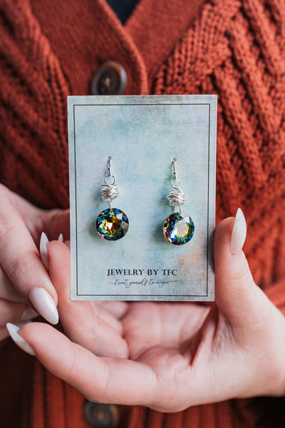 Prism Disc | Choices of 4 Different Swarovski Colors ~ ( Available in Sterling Silver & 14K Gold Filled )