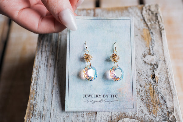 Prism Disc | Choices of 4 Different Swarovski Colors ~ ( Available in Sterling Silver & 14K Gold Filled )