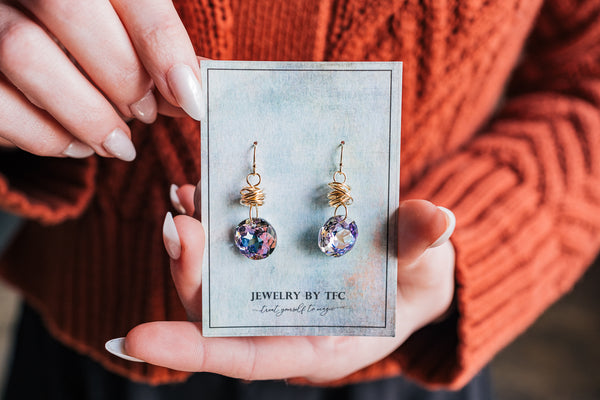 Prism Disc | Choices of 4 Different Swarovski Colors ~ ( Available in Sterling Silver & 14K Gold Filled )