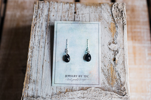 Threader Earrings | Choices of 4 Different Swarovski Colors ( Available in Sterling Silver & 14K Gold Filled )