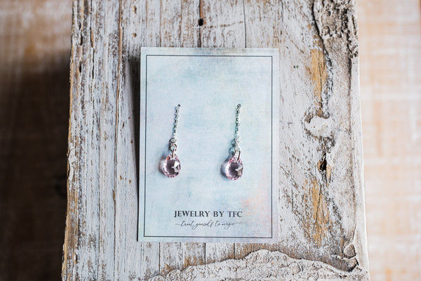 Threader Earrings | Choices of 4 Different Swarovski Colors ( Available in Sterling Silver & 14K Gold Filled )