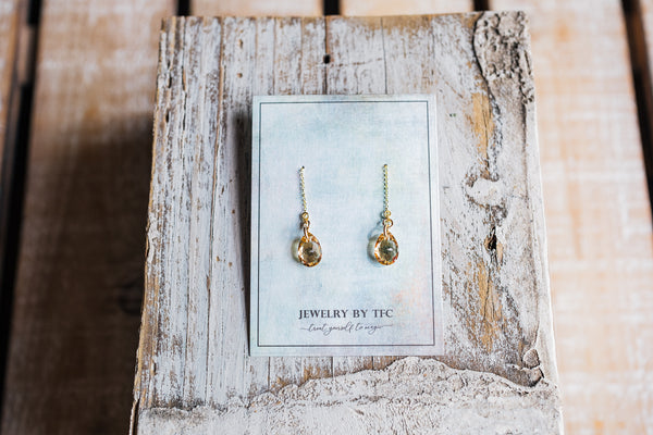 Threader Earrings | Choices of 4 Different Swarovski Colors ( Available in Sterling Silver & 14K Gold Filled )