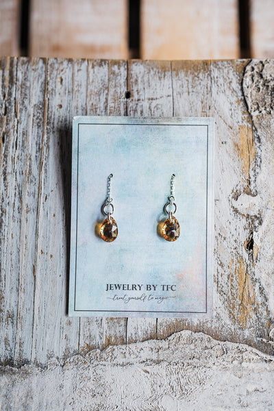 Threader Earrings | Choices of 4 Different Swarovski Colors ( Available in Sterling Silver & 14K Gold Filled )