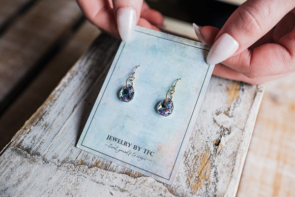 Princess Drop Earrings ~ Choices of 3 Colors ( Available in Sterling Silver & 14K Gold Filled )