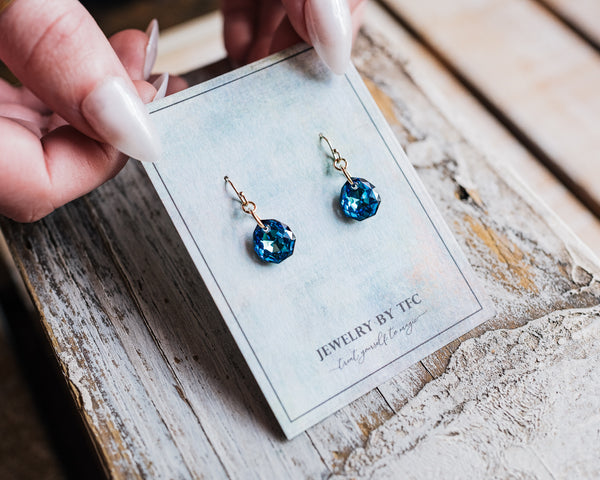 Princess Drop Earrings ~ Choices of 3 Colors ( Available in Sterling Silver & 14K Gold Filled )