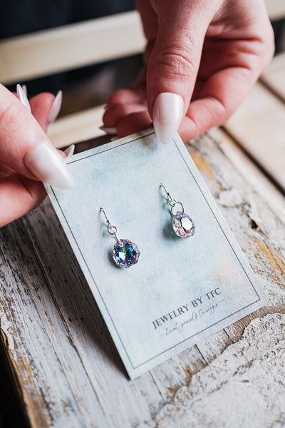 Princess Drop Earrings ~ Choices of 3 Colors ( Available in Sterling Silver & 14K Gold Filled )