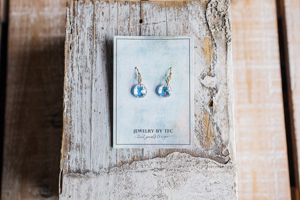 Princess Drop Earrings ~ Choices of 3 Colors ( Available in Sterling Silver & 14K Gold Filled )