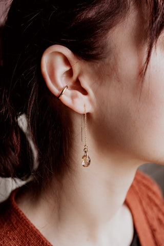 Threader Earrings | Choices of 4 Different Swarovski Colors ( Available in Sterling Silver & 14K Gold Filled )