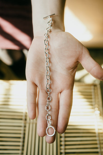 Sterling Silver Charm With Silver Bracelet (Available in Blue Topaz Gemstone Only) )