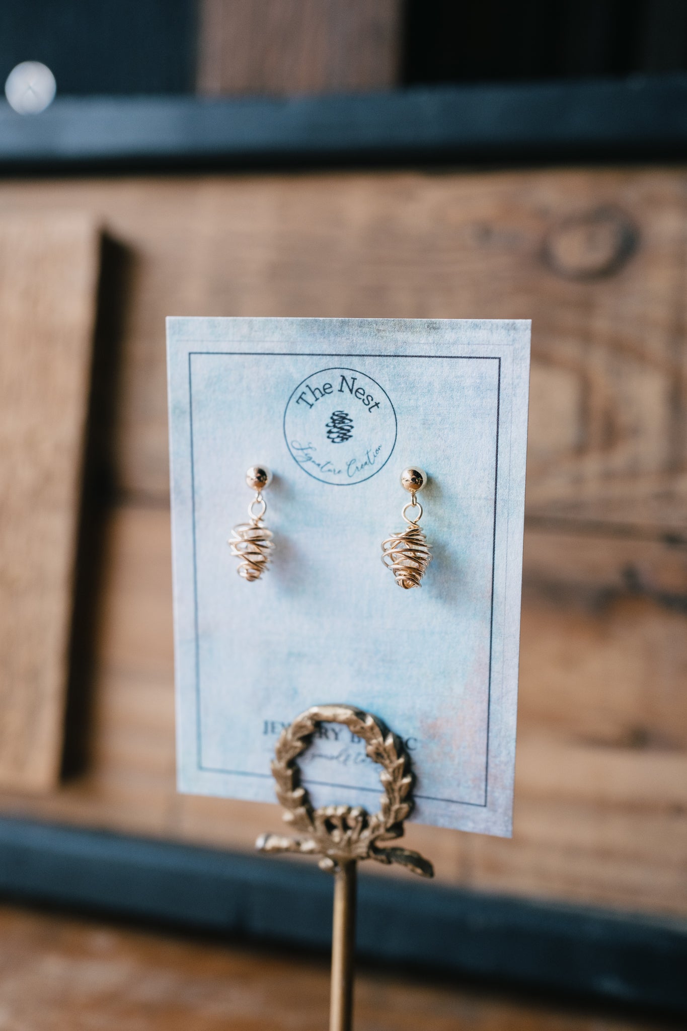 Mini Nests on Posts with Simple Nest,  Swarovski Crystals or Pearls Design ( Available in Sterling Silver & 14K Gold Filled )