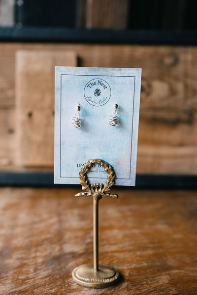 Mini Nests on Posts with Simple Nest,  Swarovski Crystals or Pearls Design ( Available in Sterling Silver & 14K Gold Filled )