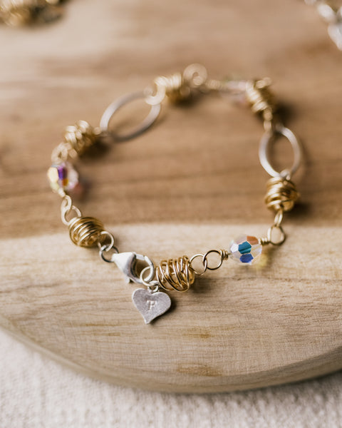 Sparkling Nest Bracelet W/ Sterling Links (Swarovski Crystals or Pearls) ~ ( Available in Sterling Silver & 14K Gold Filled )