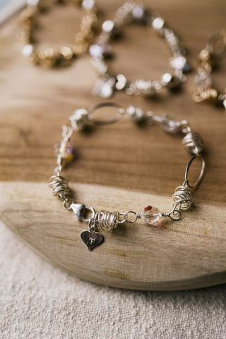 Sparkling Nest Bracelet W/ Sterling Links (Swarovski Crystals or Pearls) ~ ( Available in Sterling Silver & 14K Gold Filled )