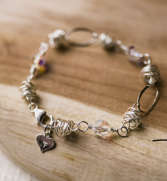 Sparkling Nest Bracelet W/ Sterling Links (Swarovski Crystals or Pearls) ~ ( Available in Sterling Silver & 14K Gold Filled )