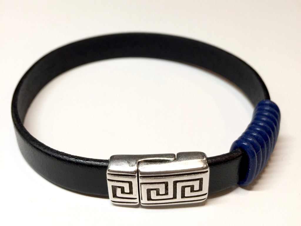 Blue Line Leather Bracelets (Available in both Black and Blue
