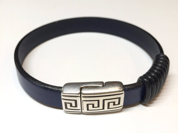 Blue Line Leather Bracelets (Available in both Black and Blue)